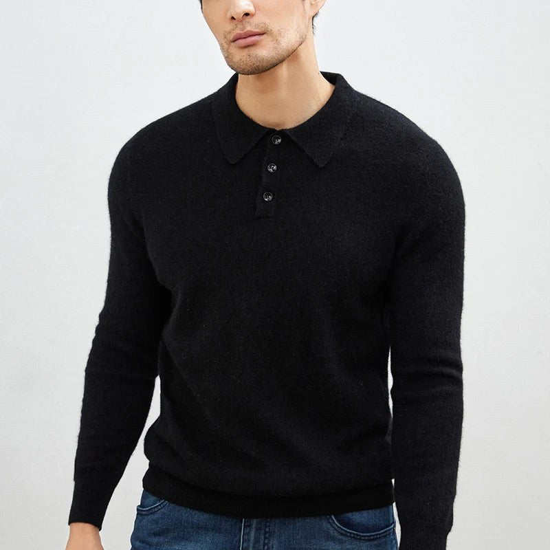 Men's Warm Wool Polo Sweater