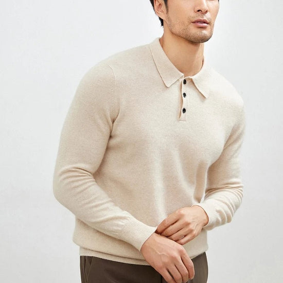 Men's Warm Wool Polo Sweater