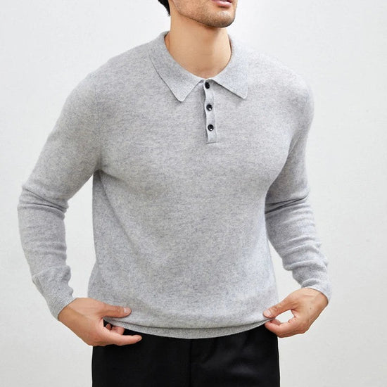 Men's Warm Wool Polo Sweater
