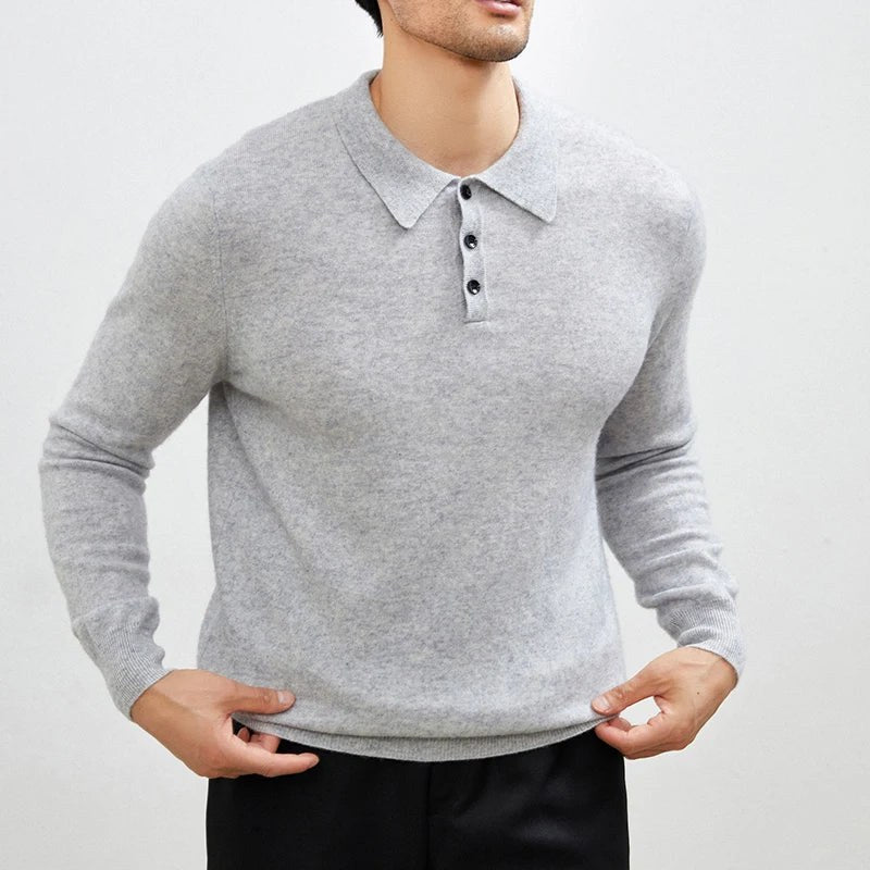 Men's Warm Wool Polo Sweater