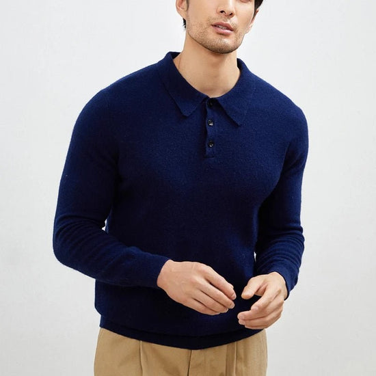 Men's Warm Wool Polo Sweater