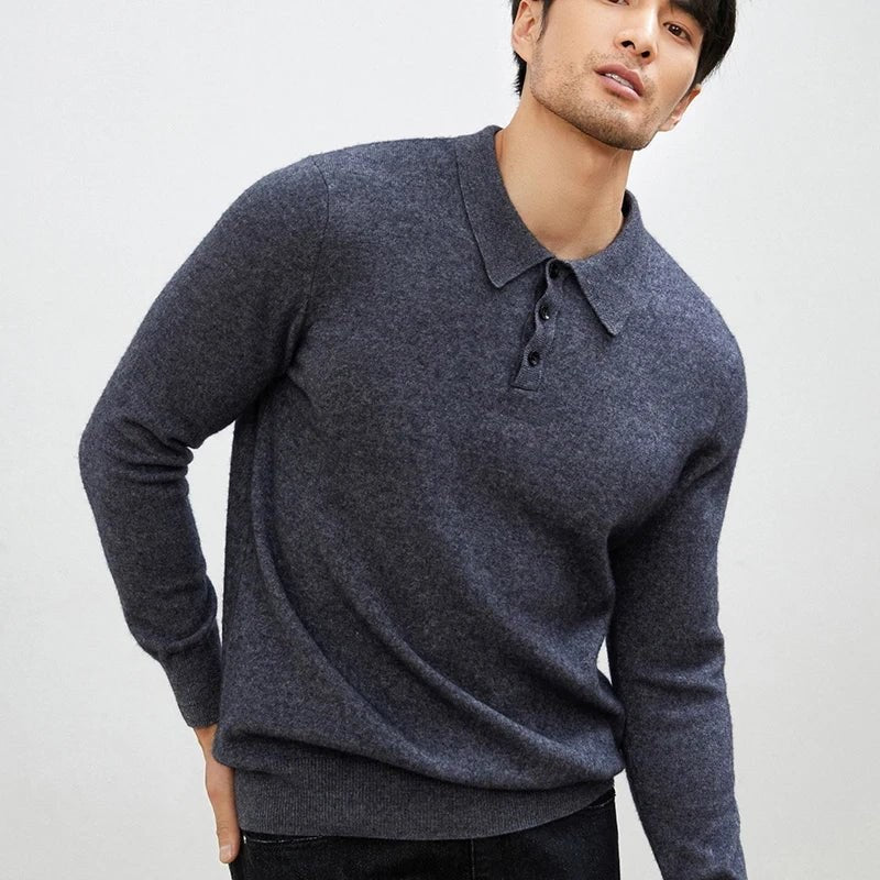 Men's Warm Wool Polo Sweater