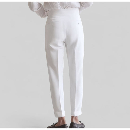 Men's white shirt and white high-waist trousers set