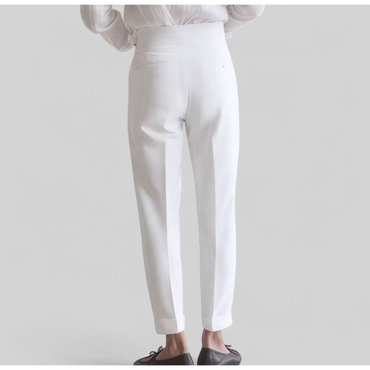 Men's white shirt and white high-waist trousers set