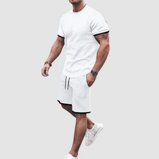 Men's White T-Shirt and Shorts Set