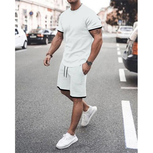 Men's White T-Shirt and Shorts Set
