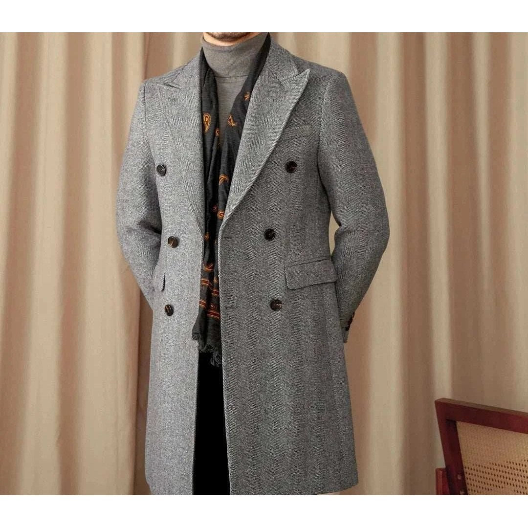 Men's wool-blend double-breasted winter coat