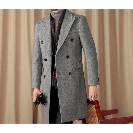 Men's wool-blend double-breasted winter coat