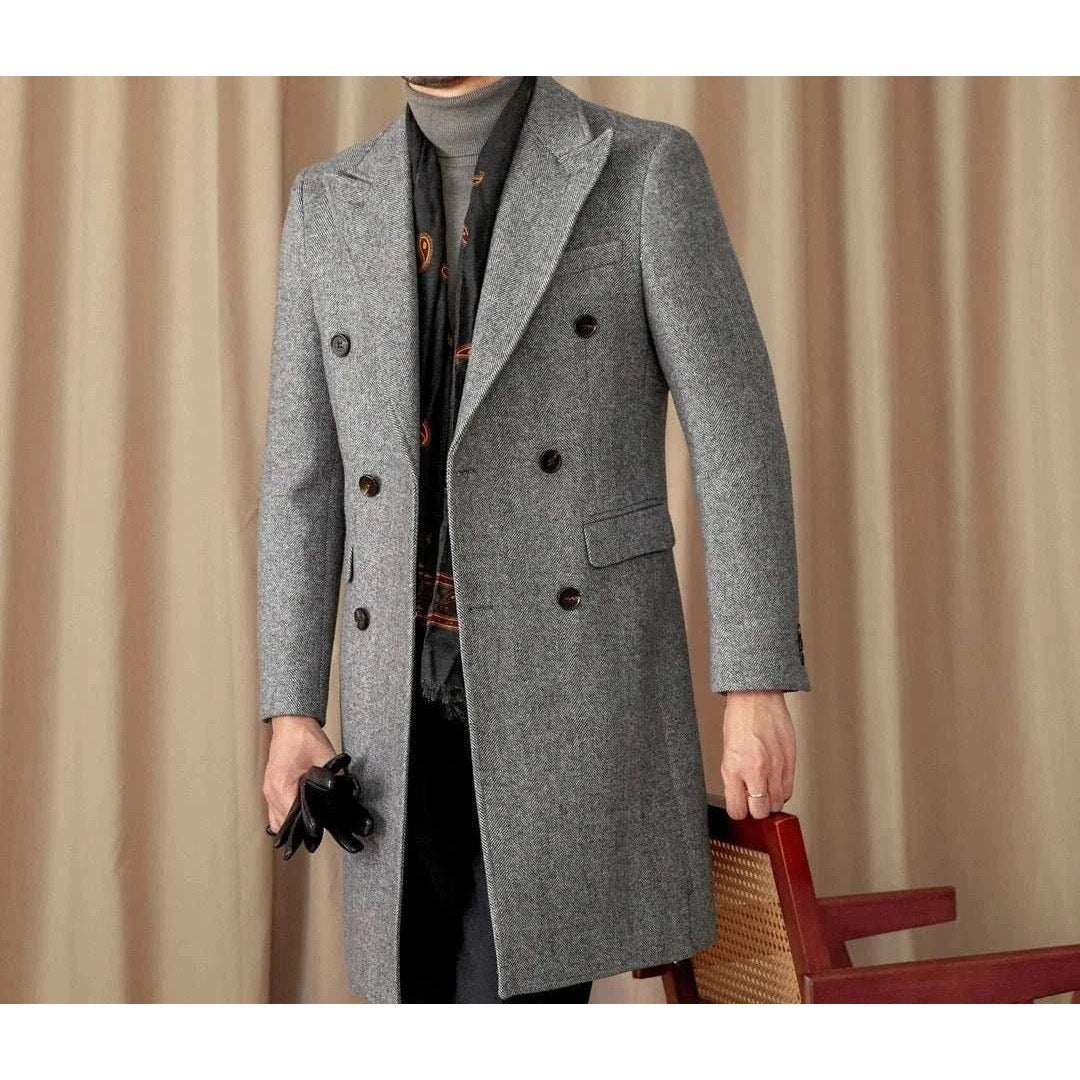 Men's wool-blend double-breasted winter coat