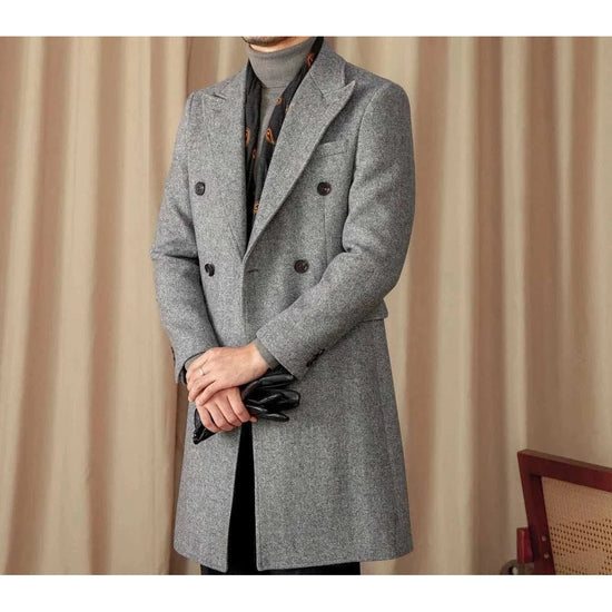 Men's wool-blend double-breasted winter coat