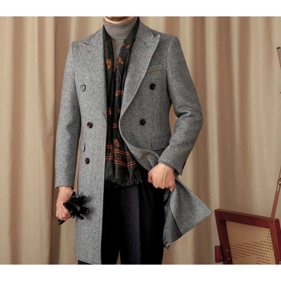 Men's wool-blend double-breasted winter coat