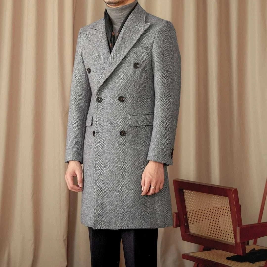 Men's wool-blend double-breasted winter coat