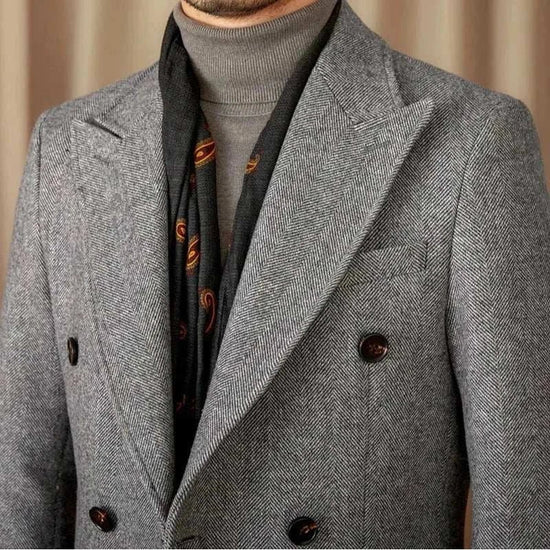 Men's wool-blend double-breasted winter coat