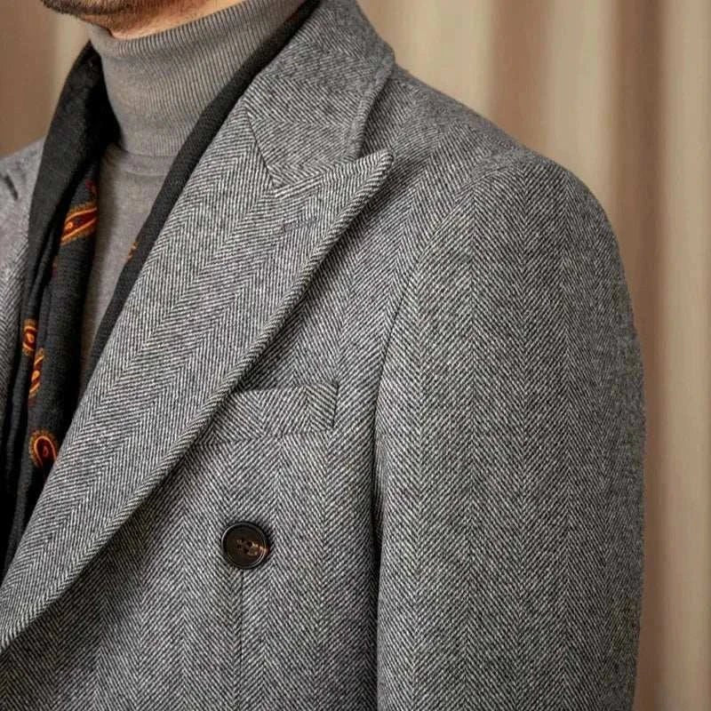 Men's wool-blend double-breasted winter coat