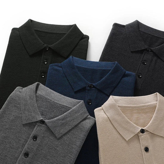 Men's Wool Knit Polo Shirt