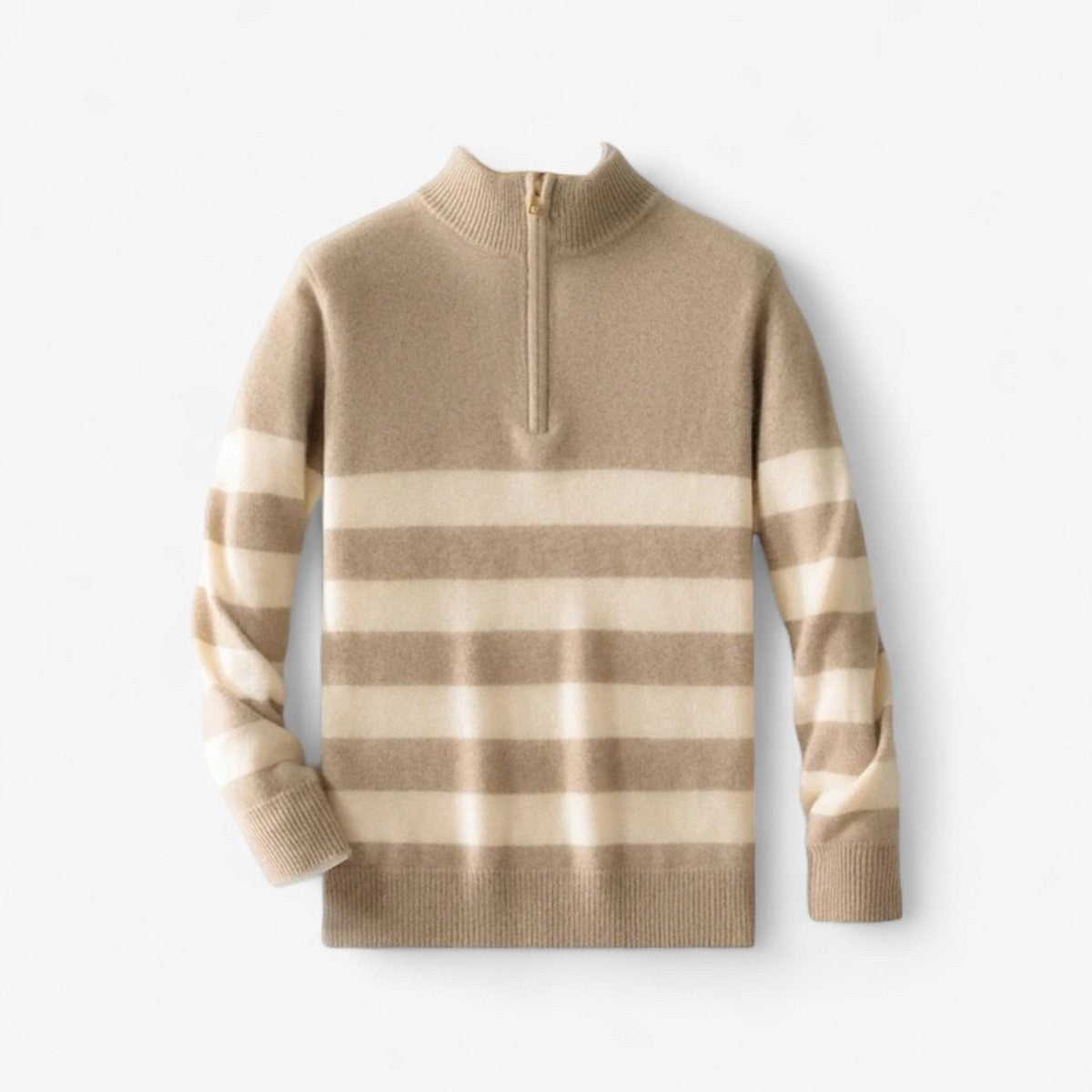 Merino wool half-collar zipper sweater