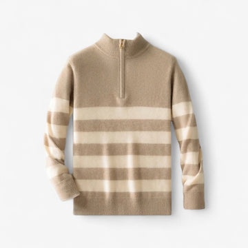 Merino wool half-collar zipper sweater