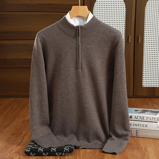 Merino wool half-collar sweater