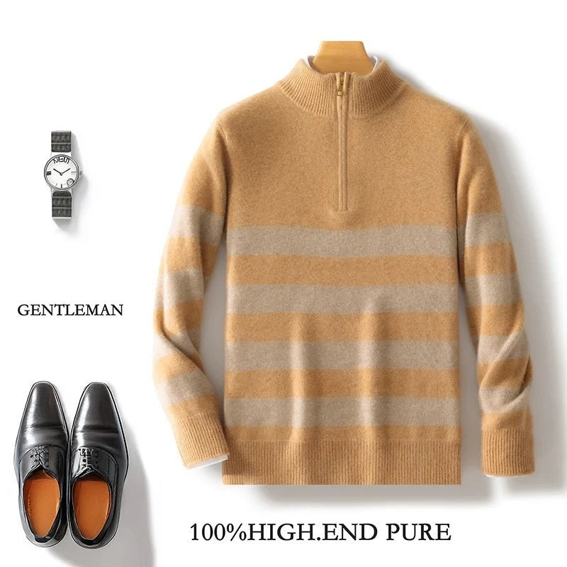 Merino wool half-collar zipper sweater