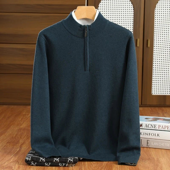 Merino wool half-collar sweater