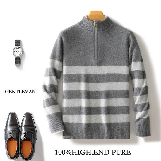 Merino wool half-collar zipper sweater