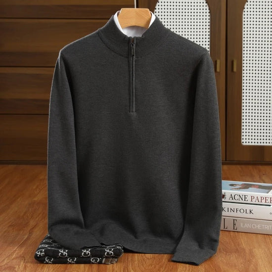 Merino wool half-collar sweater