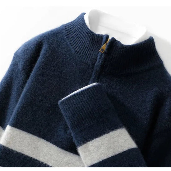 Merino wool half-collar zipper sweater