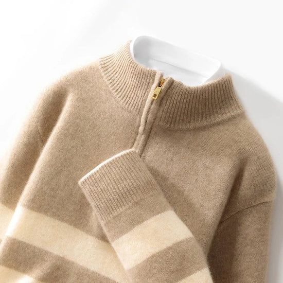 Merino wool half-collar zipper sweater