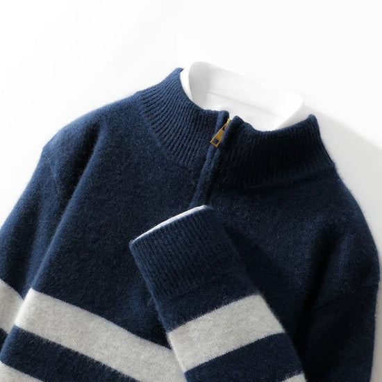 Merino wool half-collar zipper sweater