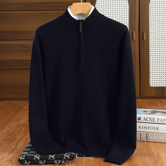 Merino wool half-collar sweater