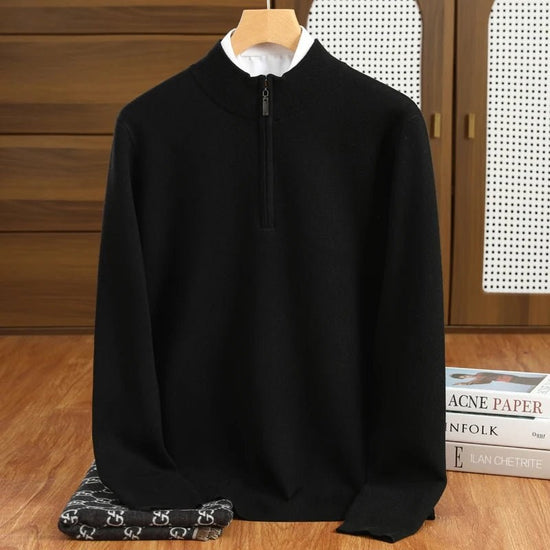Merino wool half-collar sweater