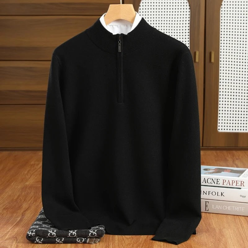 Merino wool half-collar sweater