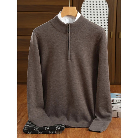 Merino wool half-collar sweater