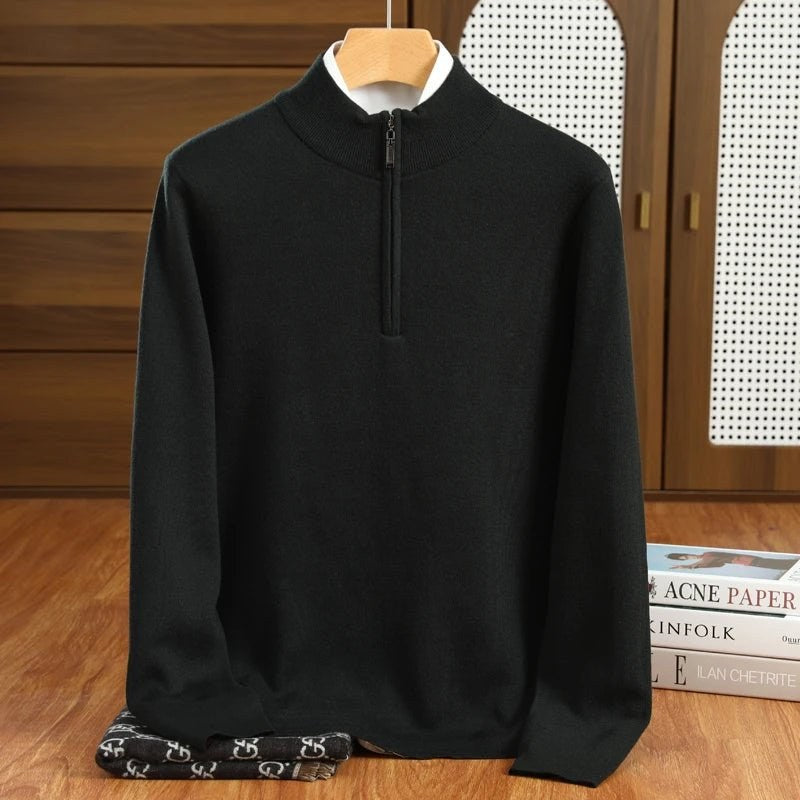 Merino wool half-collar sweater
