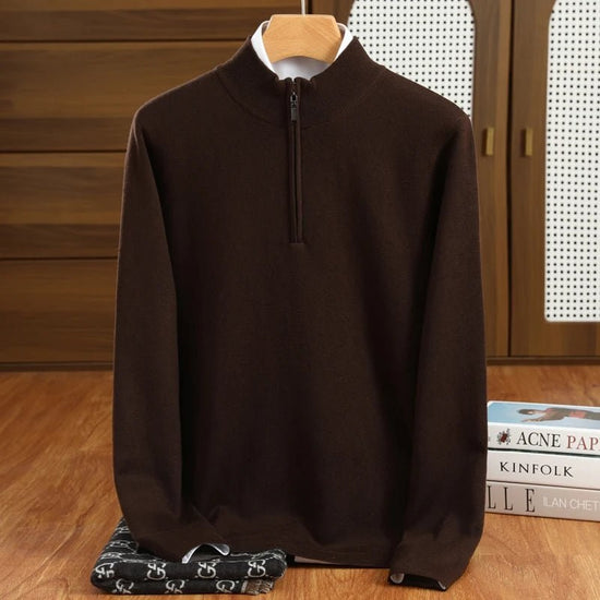 Merino wool half-collar sweater