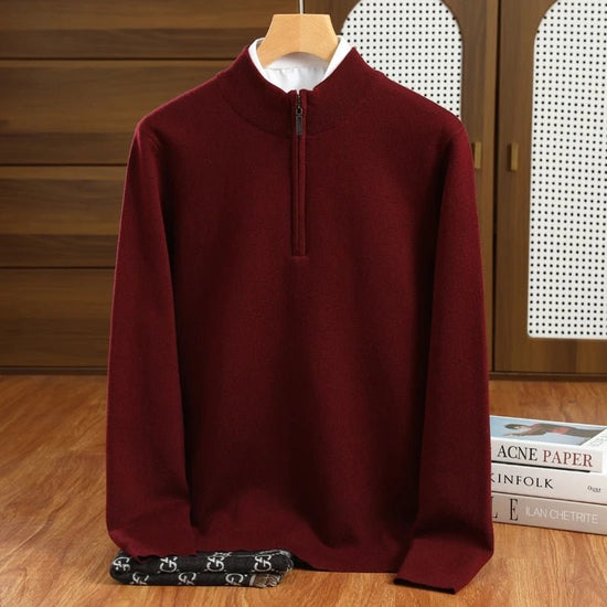 Merino wool half-collar sweater