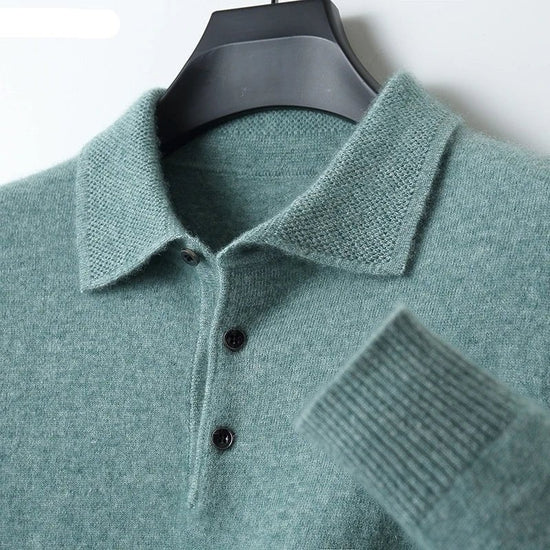Merino wool polo collar sweater