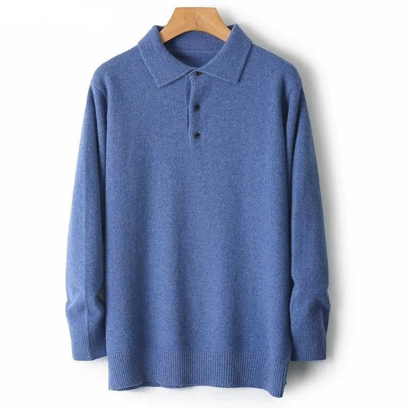 Merino wool polo collar sweater