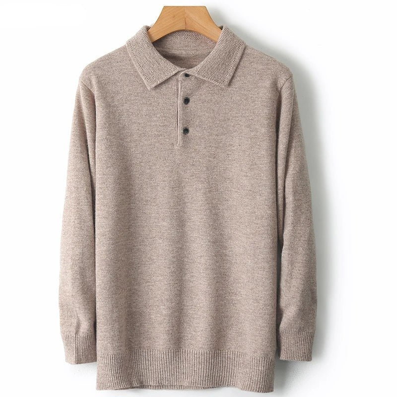 Merino wool polo collar sweater