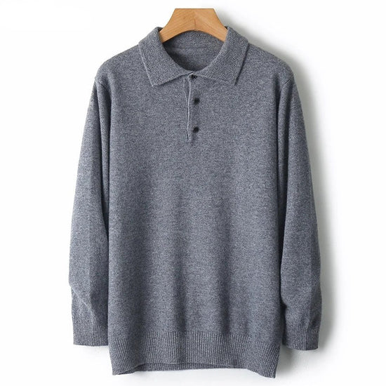 Merino wool polo collar sweater