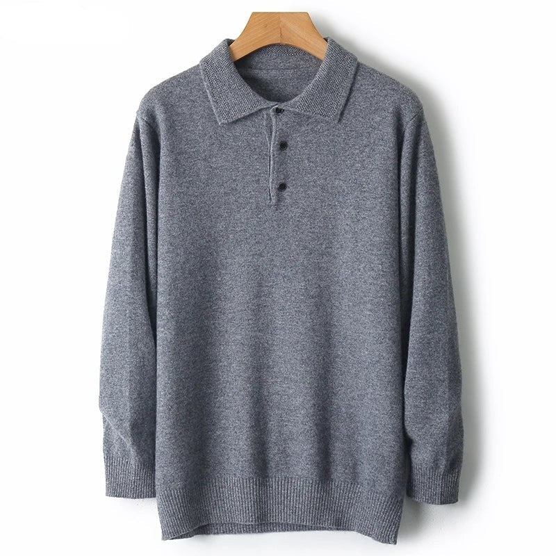 Merino wool polo collar sweater
