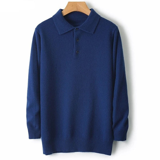 Merino wool polo collar sweater