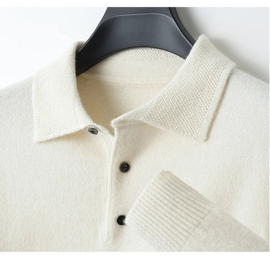 Merino wool polo collar sweater