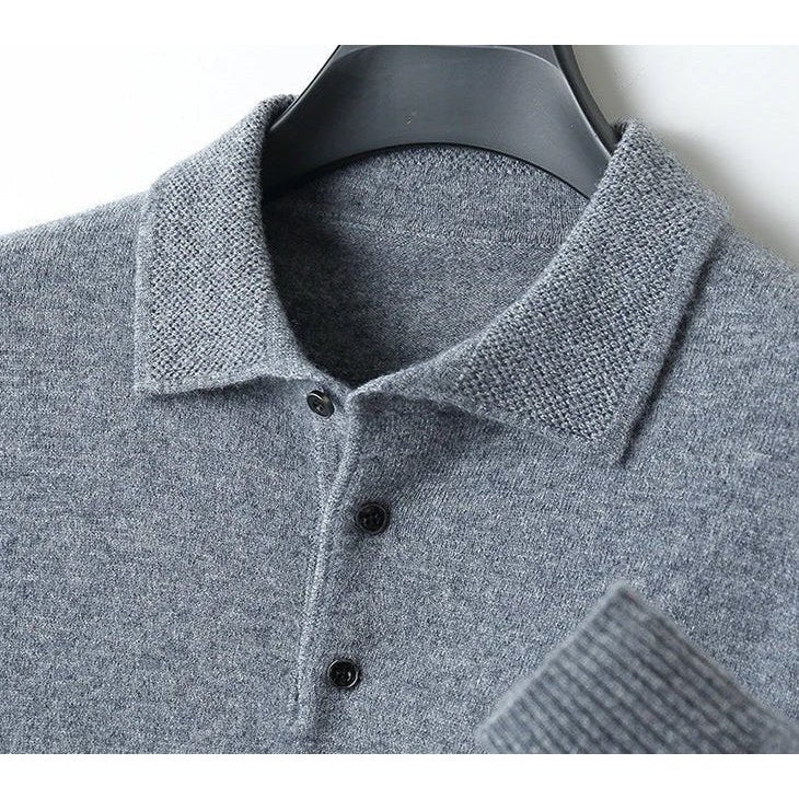 Merino wool polo collar sweater