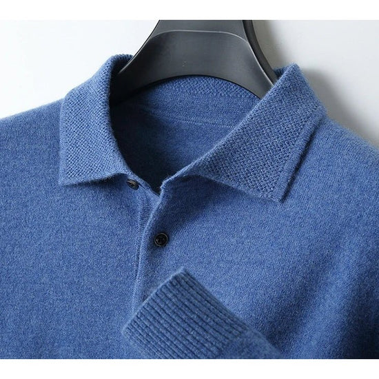 Merino wool polo collar sweater