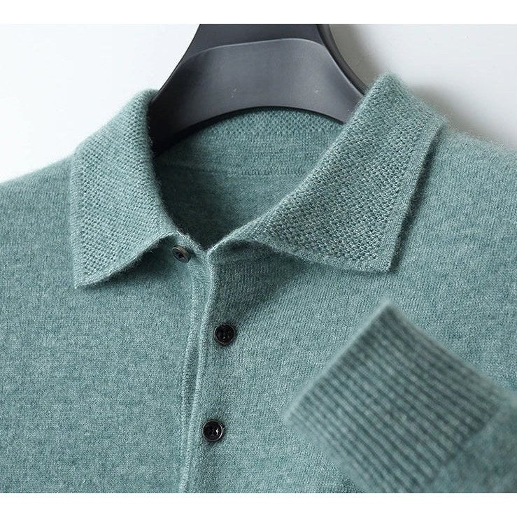 Merino wool polo collar sweater