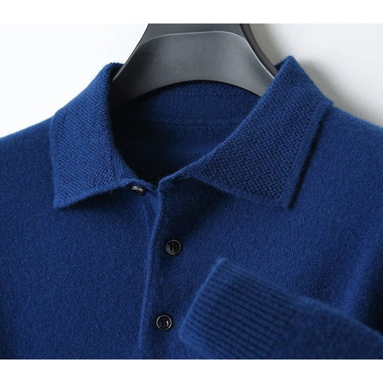 Merino wool polo collar sweater