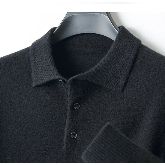 Merino wool polo collar sweater