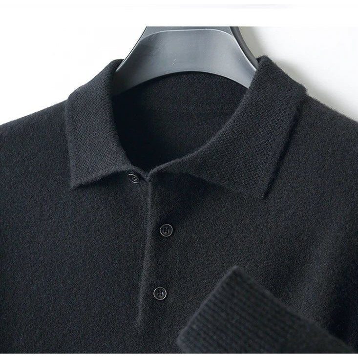 Merino wool polo collar sweater