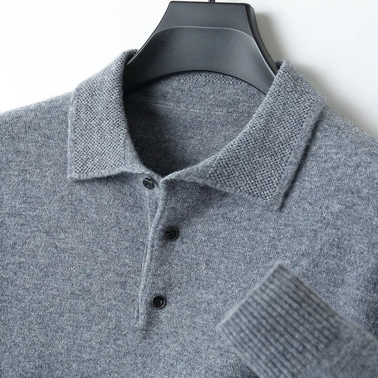 Merino wool polo collar sweater